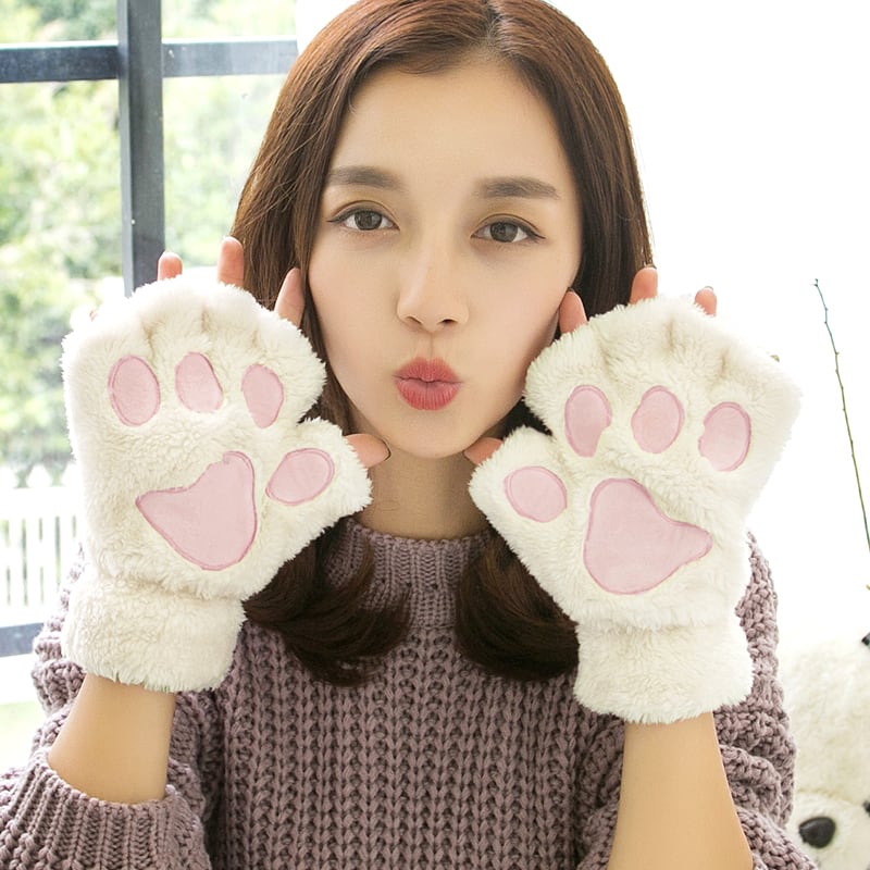 5カラー】 もこもこ 猫の手 肉球 手袋 韓国ファッション レディース