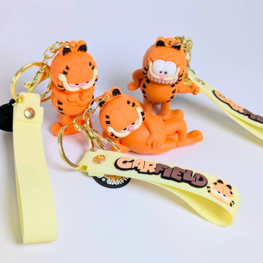 【 Garfield ( ガーフィールド ) 】 3Dラバーキーホルダー ストラップ付き / キーチェーン〚アメリカン雑貨 アメトイ〛