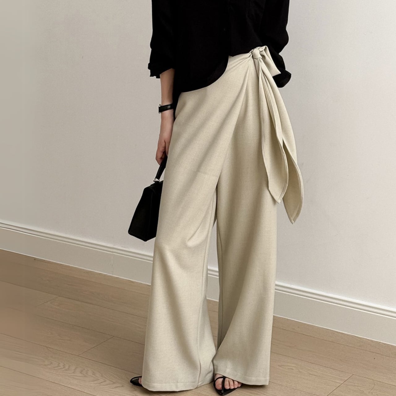 ラップデザインワイドレッグパンツ 00265