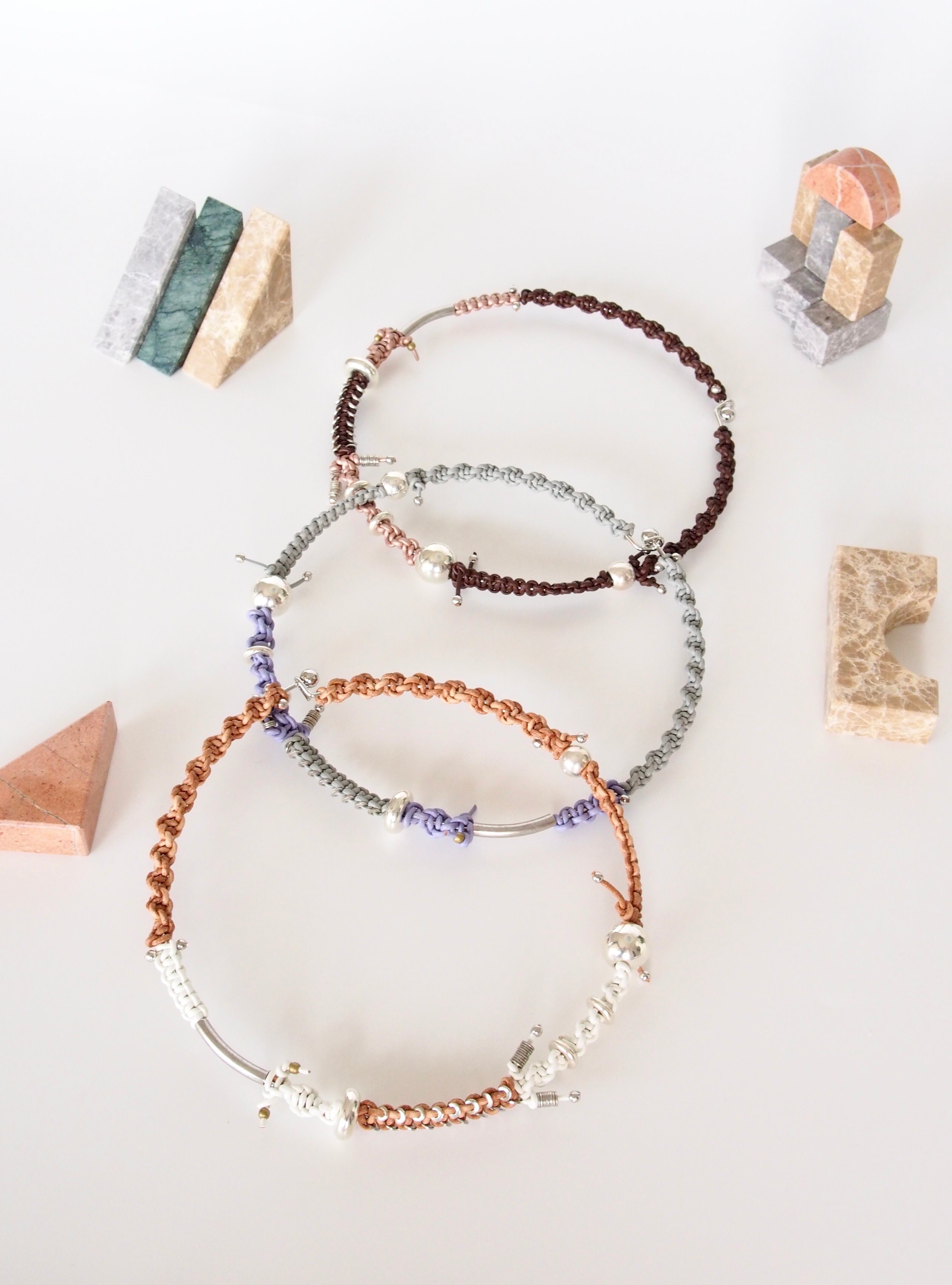 " macramé leather choker "【 futurismo 】