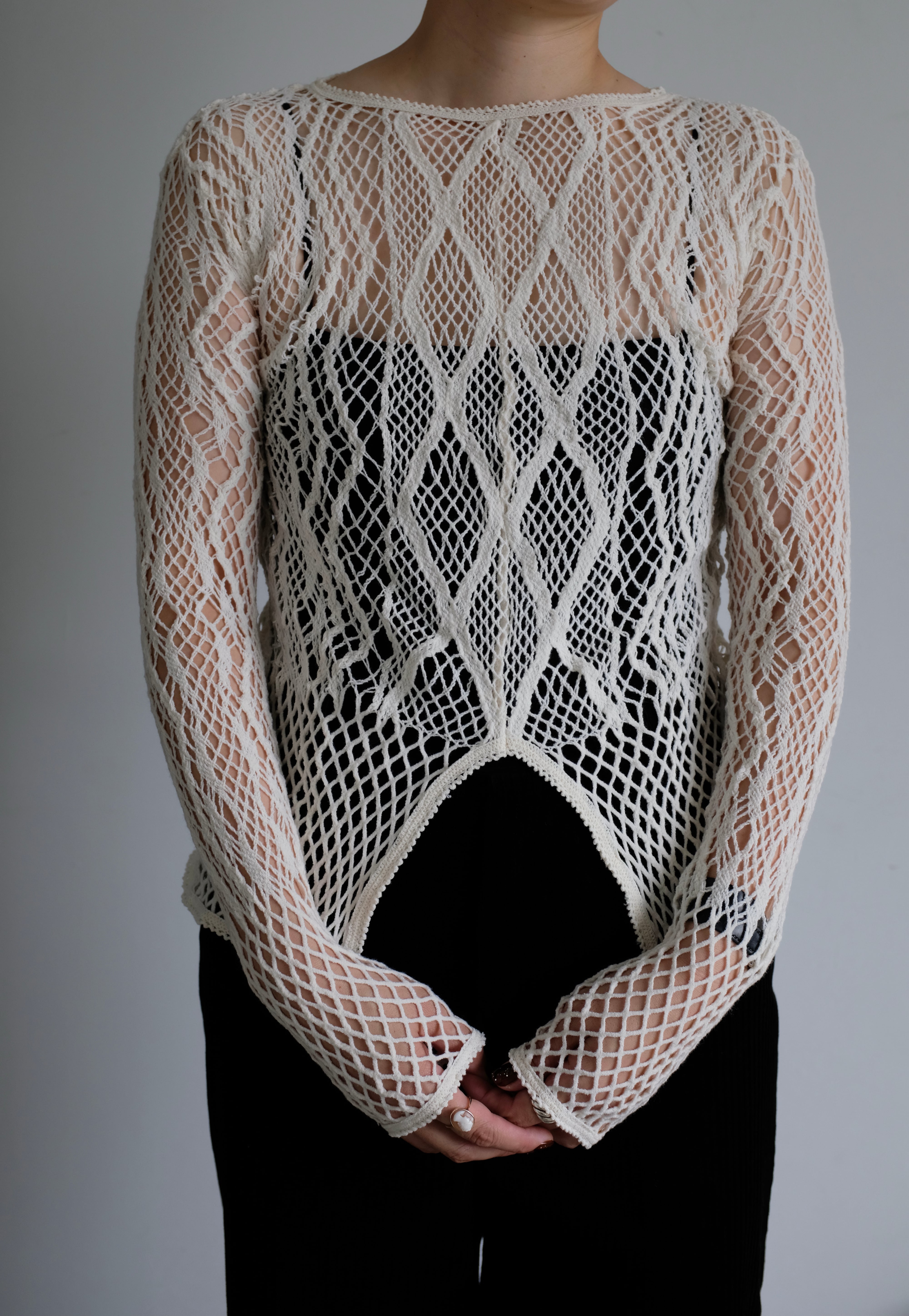 EUCHRONIA] Stretch Lace Long Sleeve Tee / Ivory | YES-姫路の美容院