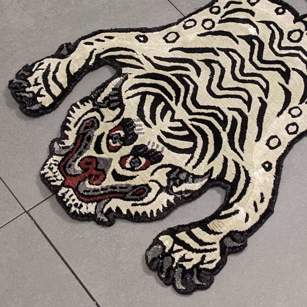 Tibetan Tiger Rug (XSサイズ シルク アッシュグリーン 071) チベタン