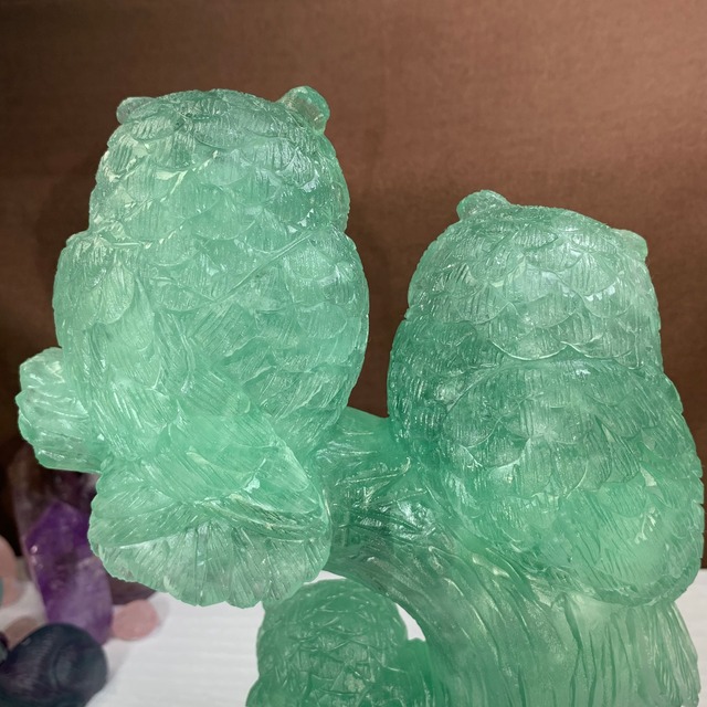 大☆可愛いグリーンフローライト・ふくろう