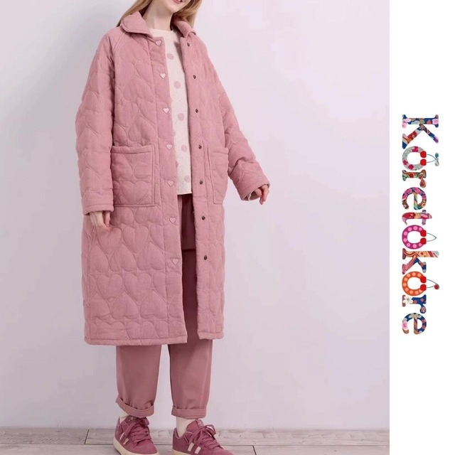Pink Heart-Quilted Coat A4038