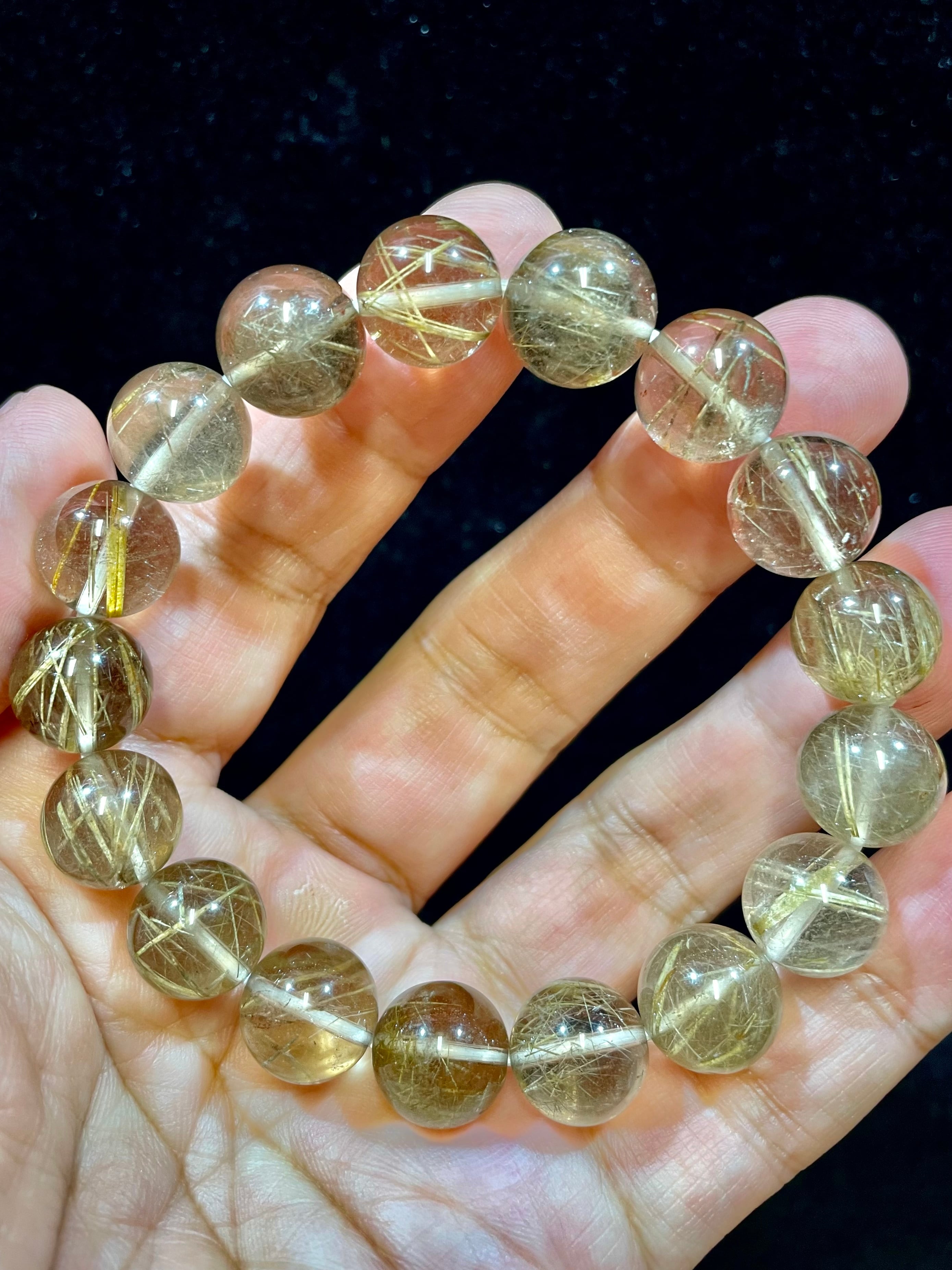 1) 超レア!「スタラクティティック・マイカinクオーツ」ブレスレットL