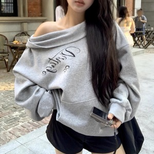 オフショルラップスウェットフーディー ・8896