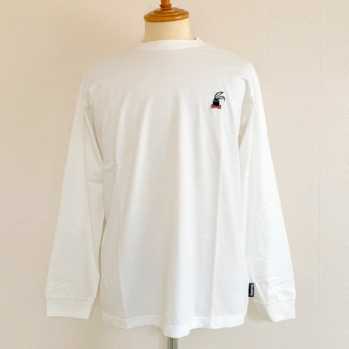 Bow Tie One Point Embroidery L/S T-shirts　Off White