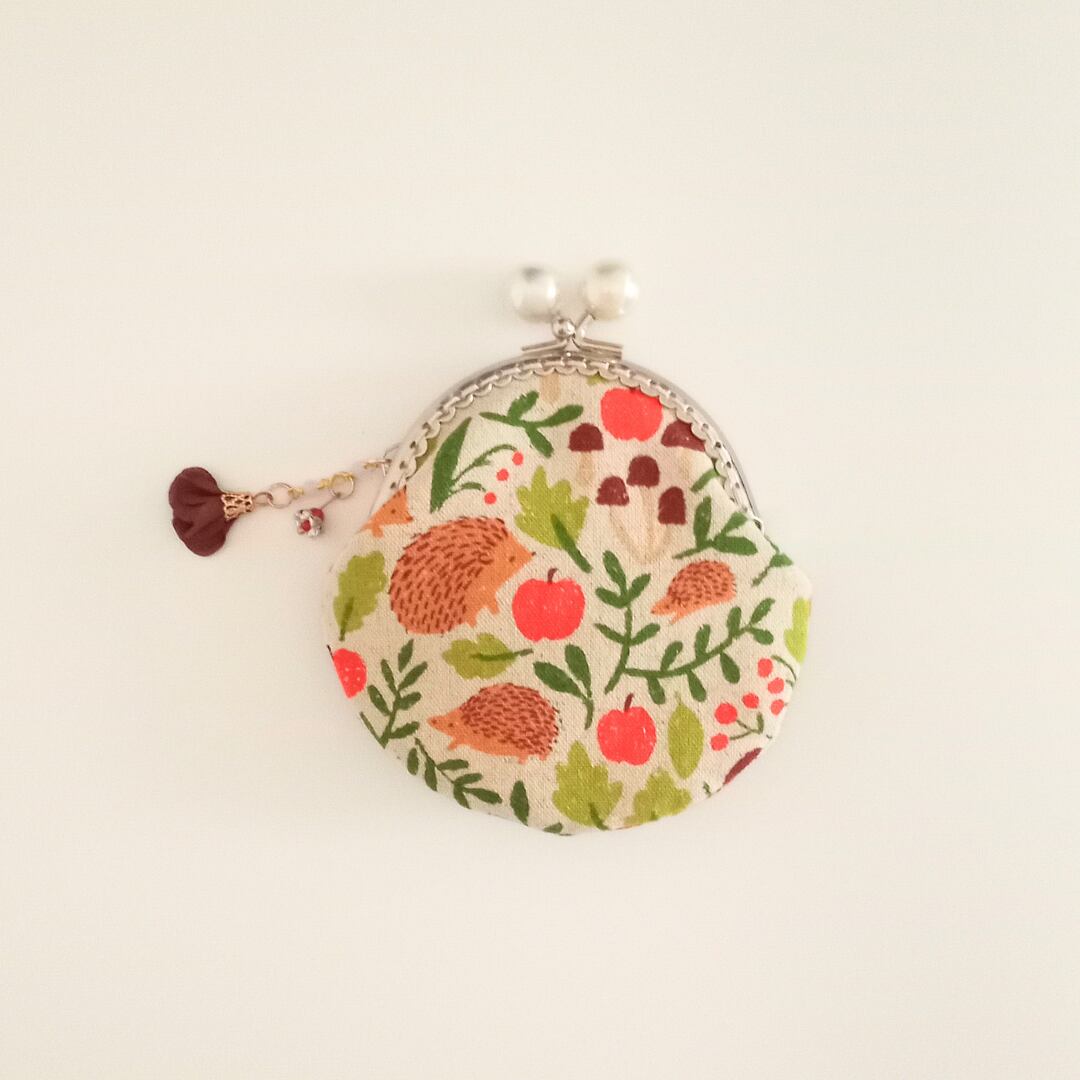 【ハンドメイド】がま口ポーチ・コインケース|はりねずみの森(口金8.5センチ)