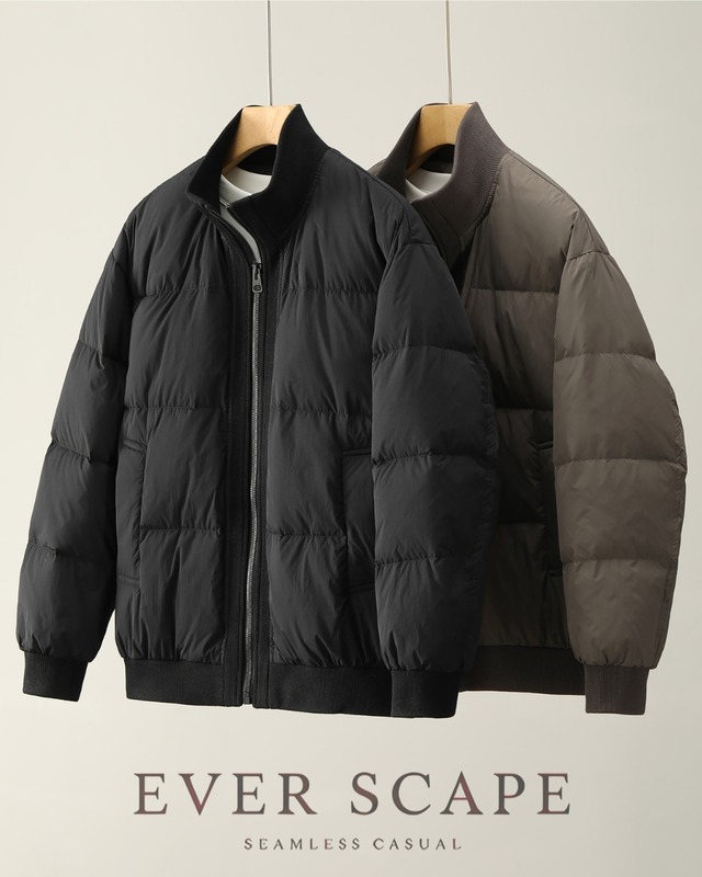 ショート丈 ジップアップダウンジャケット 2色　A0012