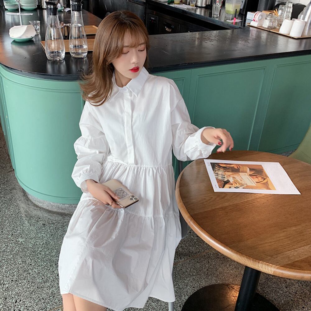 ティアード シャツ ワンピース レディース 春夏秋 きれいめ 大人 かわいい ドレス おしゃれ カジュアル フレア 長袖 大人可愛い 大人女子