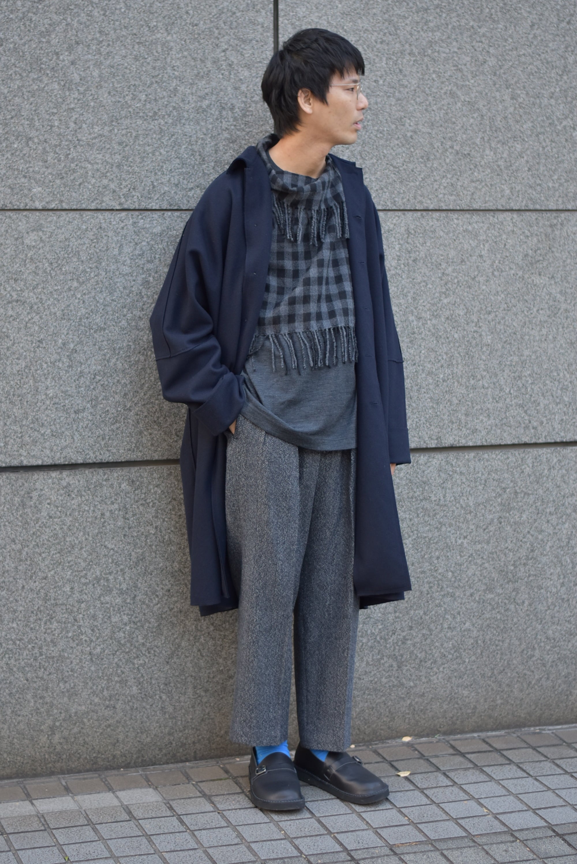 Phlannèl】Arles Wool 2 Pleated Cropped Trousers(Men's) | theater