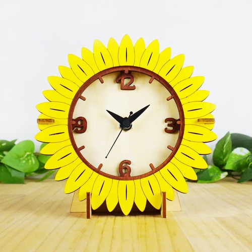 「ひまわり」木製置き掛け時計　