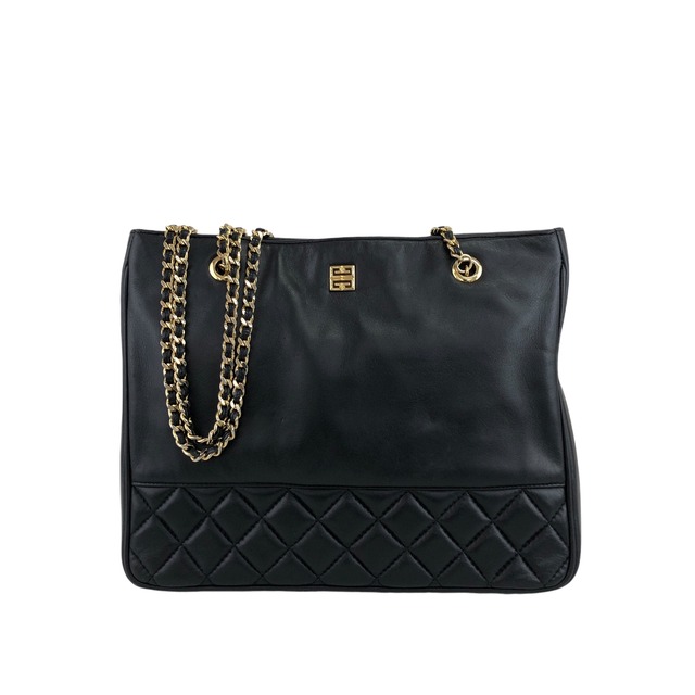 GIVENCHY ジバンシィ ショルダーバッグ ブラック ロゴ レザー キルティング チェーン vintage ヴィンテージ オールド w78fpu