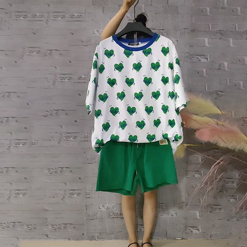 Tシャツ ルーズサマースタイルトップス ショーツ 大きめサイズ 夏物 ブルマー ミックスインファッション98334156353