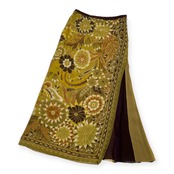 ETRO エトロ 総柄 シルク100% ロング スカート シースルー サイズ 44 /イエローグリーン系/イタリー製/エトロファーイースト