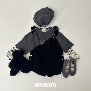 ［即納］jejeunosity corduroy short overalls black