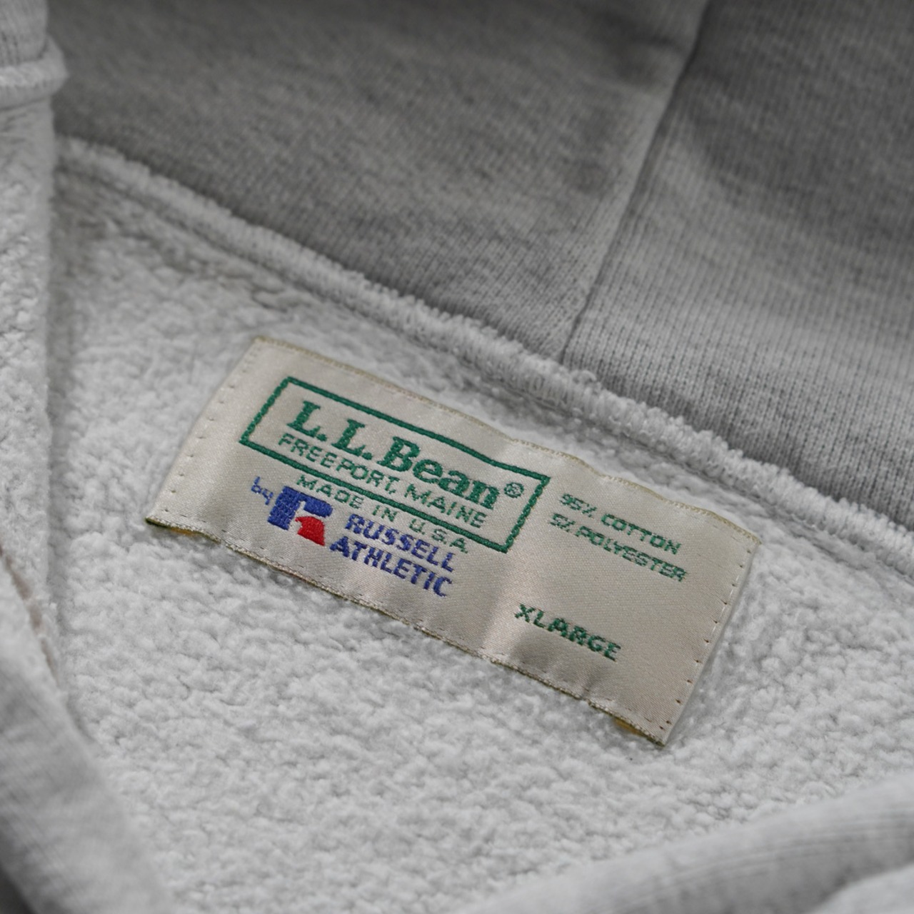 90s L.L.Bean × Russell Athletic henry neck hoodie gray XL 古着 - 3