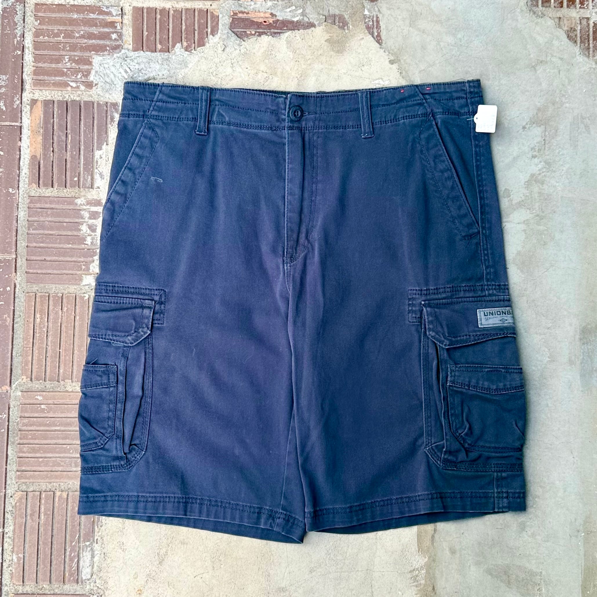 90s USA製 SOLO SEMORE デニムショーツ 34 濃紺 バギーショーツ ワイド
