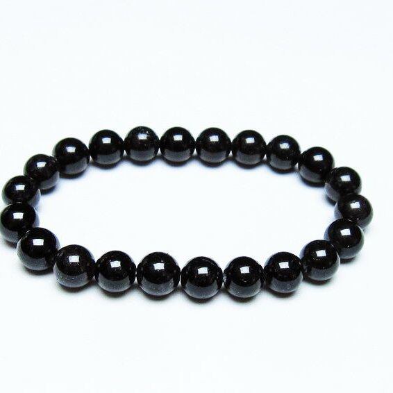 ブラックルチルクォーツ ブレスレット  9mm ブラックトルマリン トルマリネイテッドクォーツ ブレス 一点物 メール便可 [M便 1/10] 111-41250