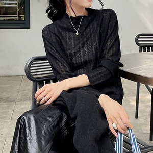 スタンドカラーレースニットトップス　00885