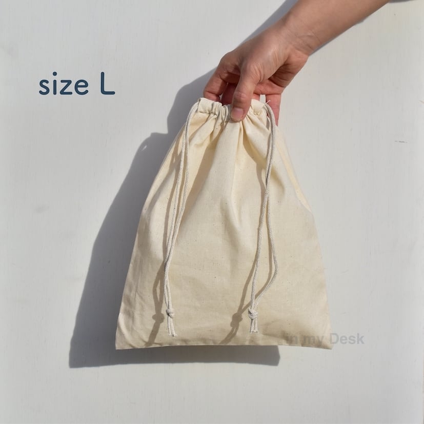 size L, Natural Cotton Drawstring Bag 】ナチュラル コットン の
