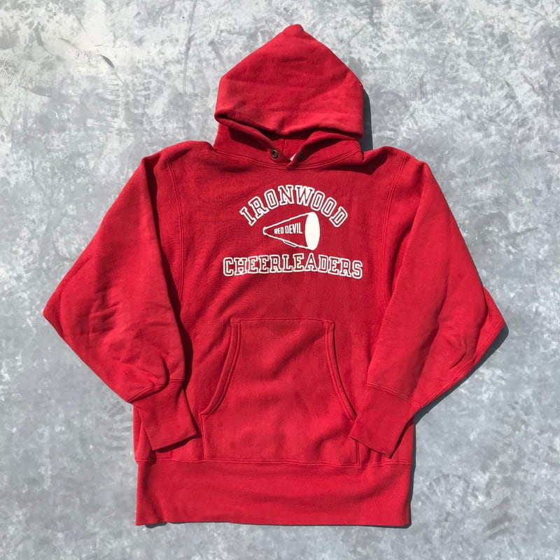 70’s Champion チャンピオン リバースウィーブ スウェット パーカー 単色タグ オリジナル 目無し 3段プリント レッド 希少 ヴィンテージ Sサイズ