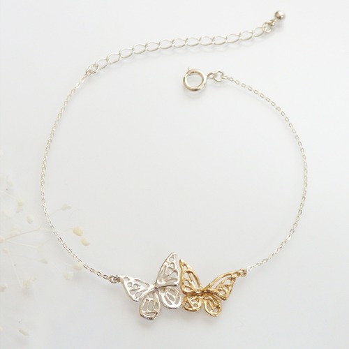 ツインバタフライブレスレット(silver×gold)