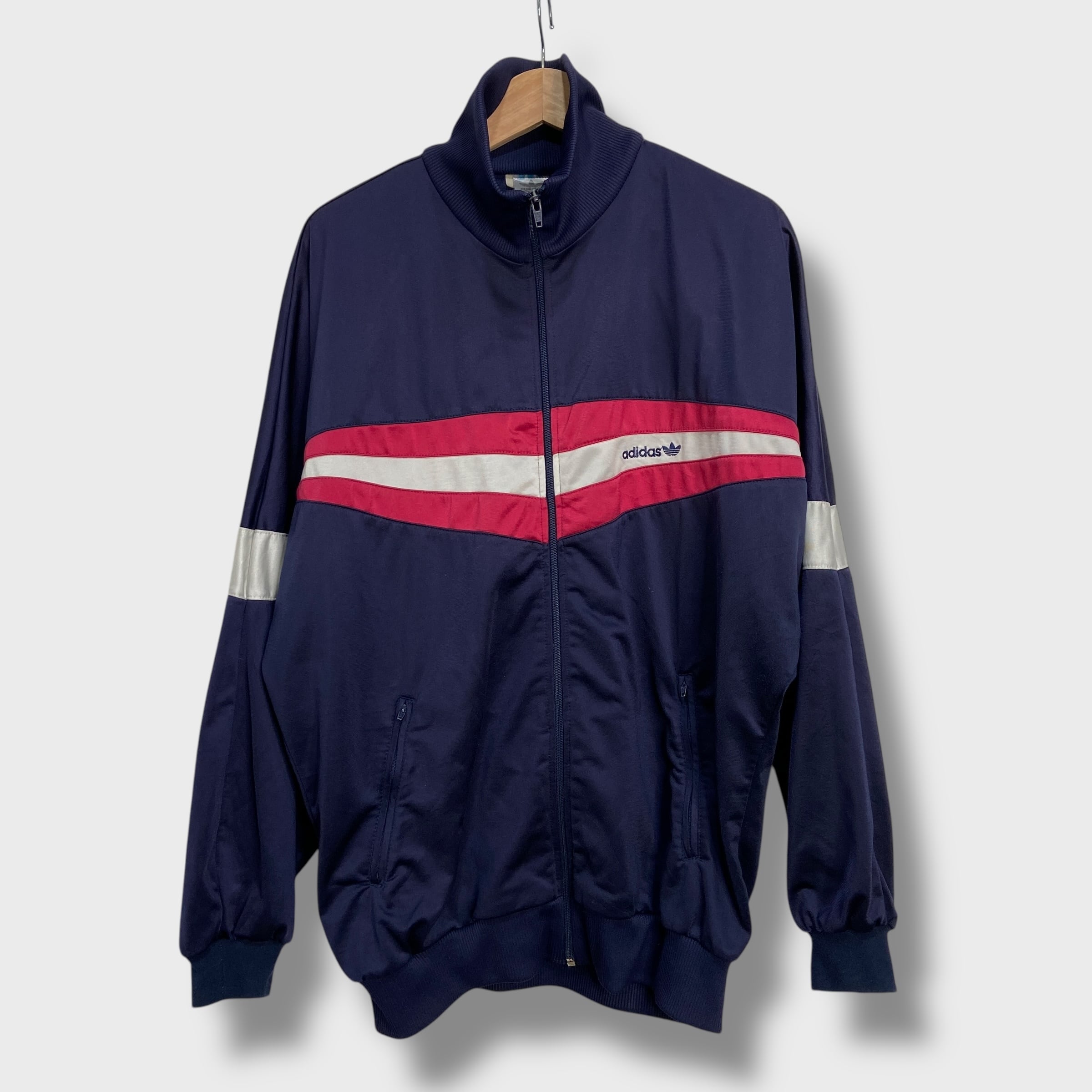 adidas トラックジャケット ジャージ ネイビー/レッド 80s adidas