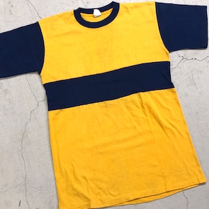 1970'S COLLEGIATE PACIFIC TEE 42 "イエロー×ネイビーツートン"