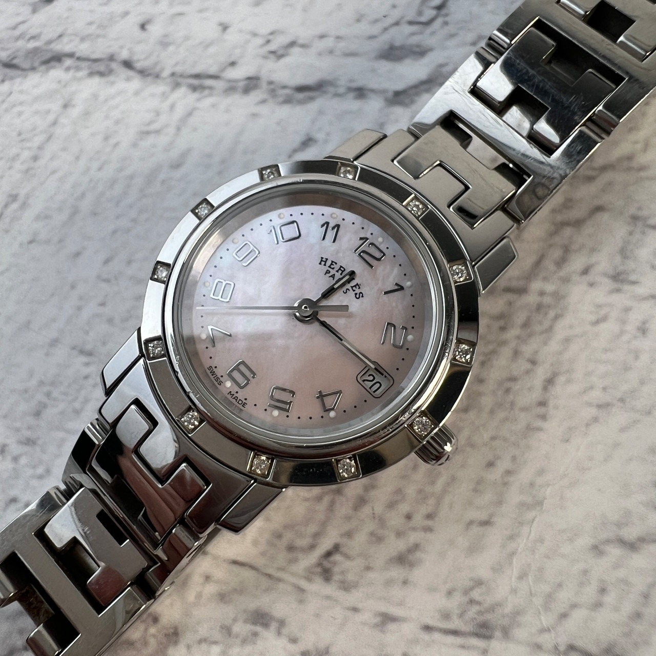 HERMES エルメス  クリッパーナクレPM 12PD  時計 シルバー A-9141