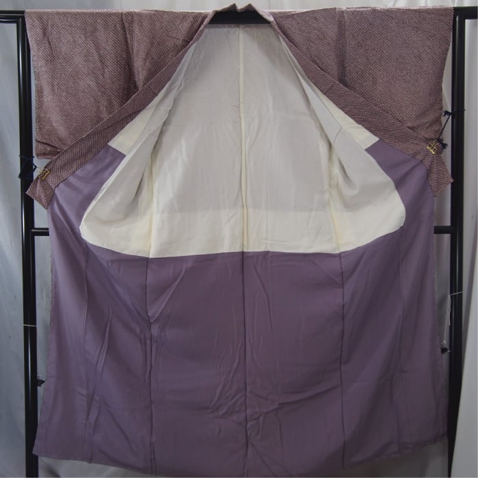 総絞り小紋】藤色に絞り無地の着物 | ひふみ屋