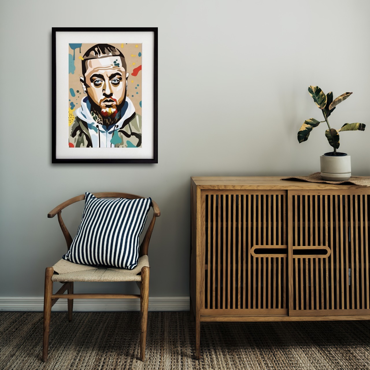 Mac Miller Ⅱ｜伝説的ラッパーを描いたストリートアートポスター｜鮮やかな色彩とメッセージ性が空間を彩るモダンインテリアA4ポスター