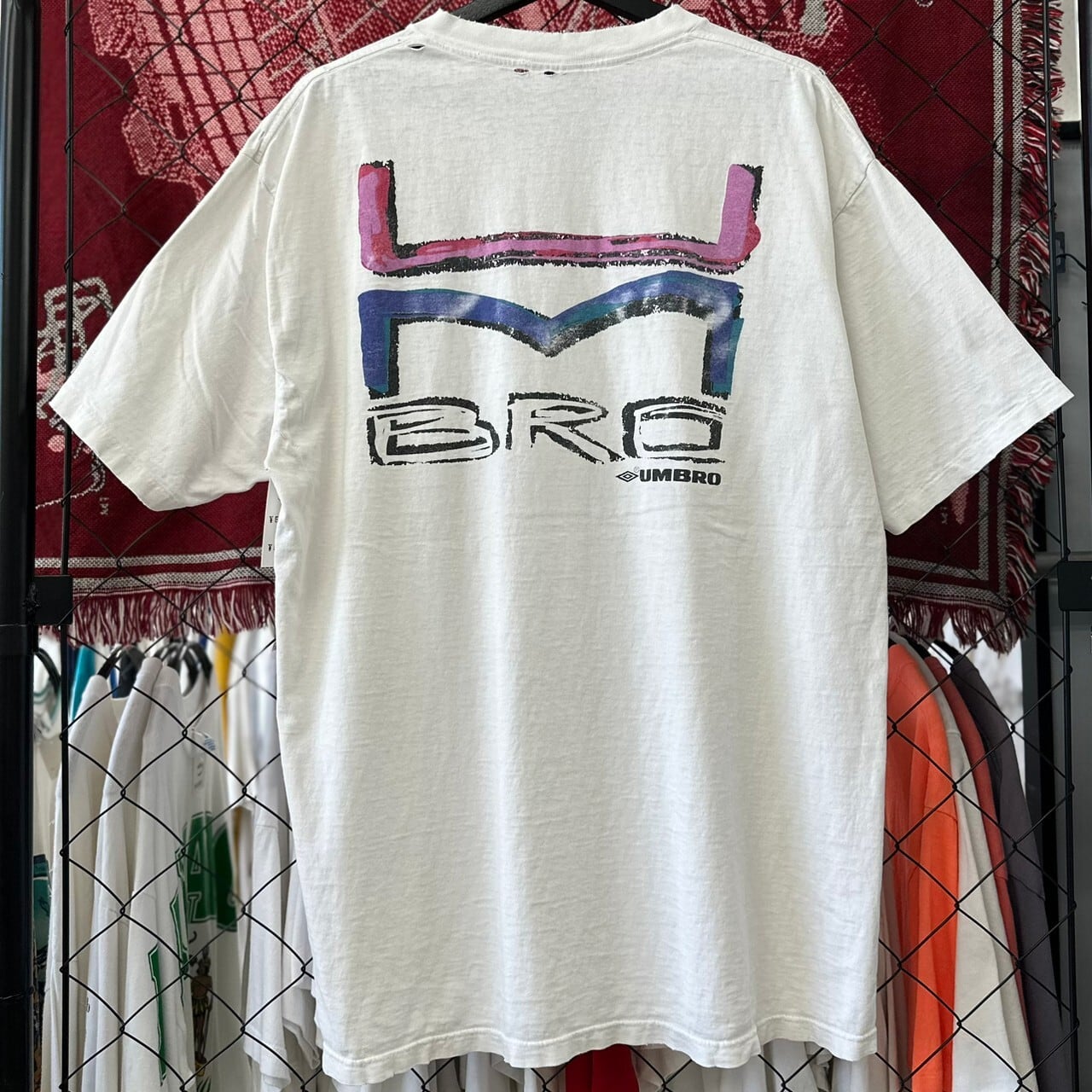 90s アンブロ 半袖Tシャツ USA製 袖シングルステッチ ロゴプリント