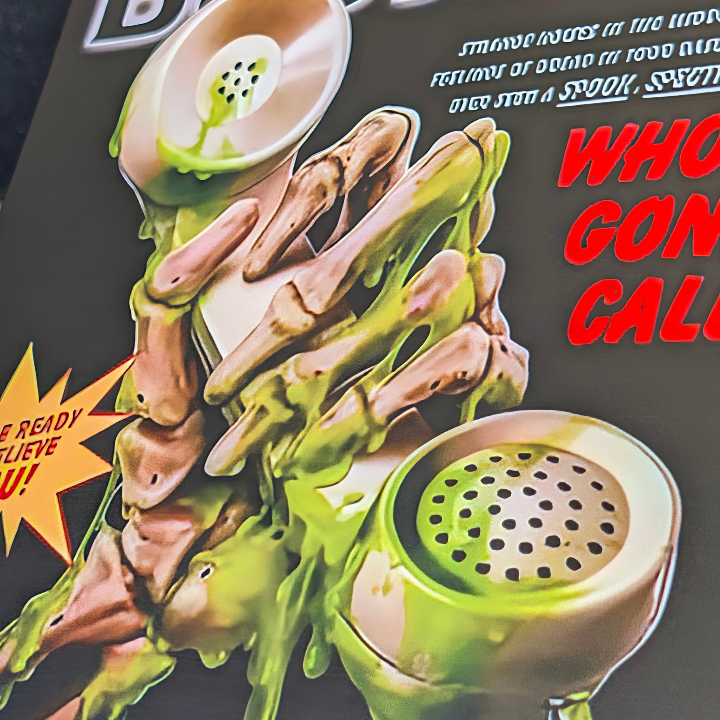 送料無料！ちょうどいいブリキ看板 【 GHOSTBUSTERS / ゴーストバスターズ 】 『 WHO YA CONNA CALL? 』ゴーストバスターズ宣伝看板 / METAL SIGN / メタルサイン / ブリキ看板 / サインボード / ビンテージ加工〚アメリカン雑貨 アメトイ〛