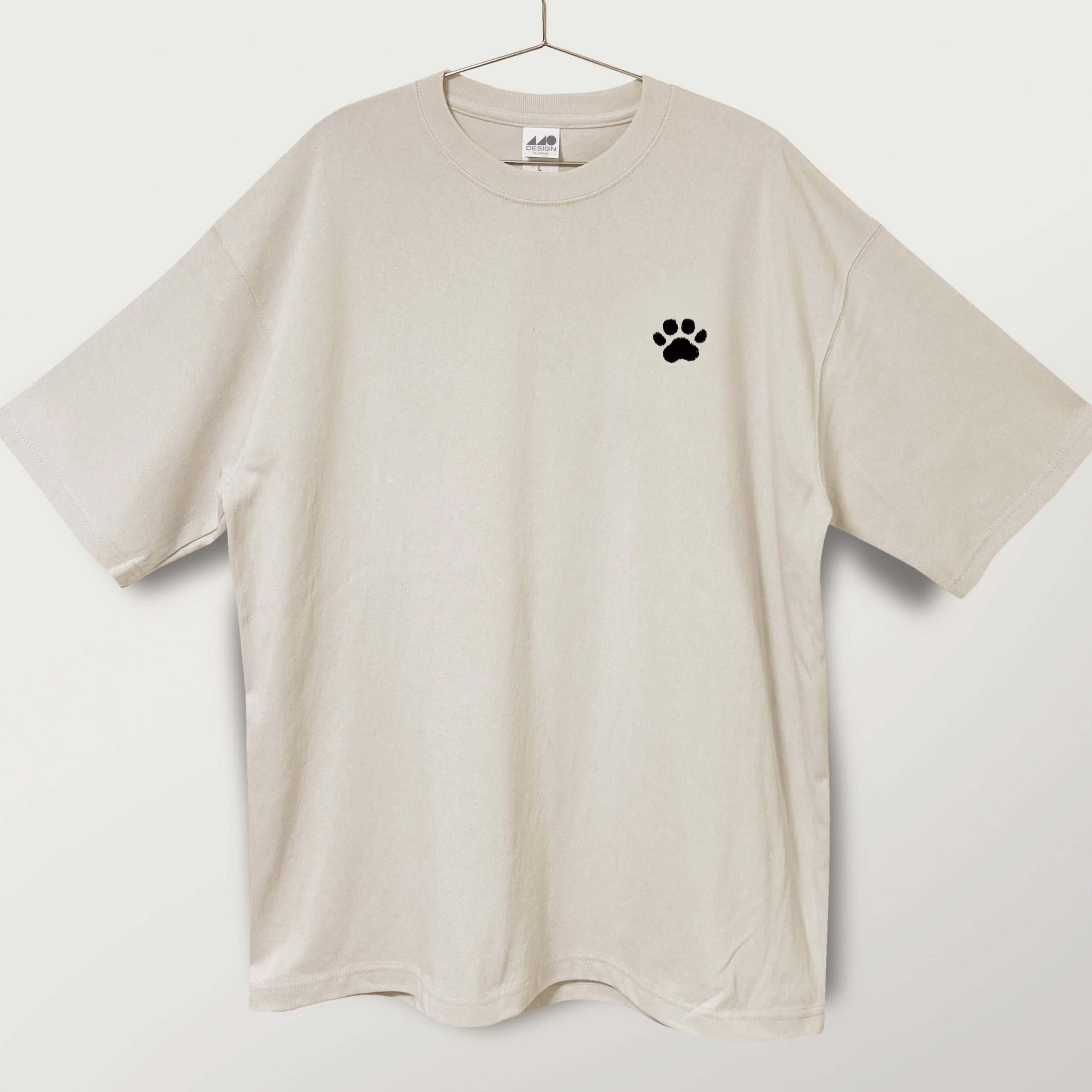 刺繍＆ステンシル☆半袖T-shirt／犬と眼鏡。