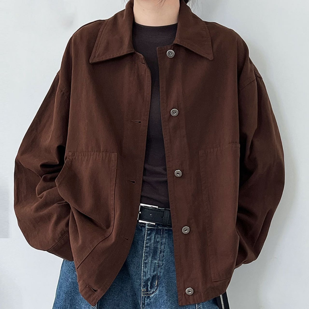 ルーズフィットドロップショルダービッグポケットジャケット A01804