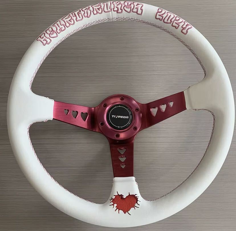 ホワイトレザー TIYPEOR-JDMスタイル スポーツ ステアリングホイール