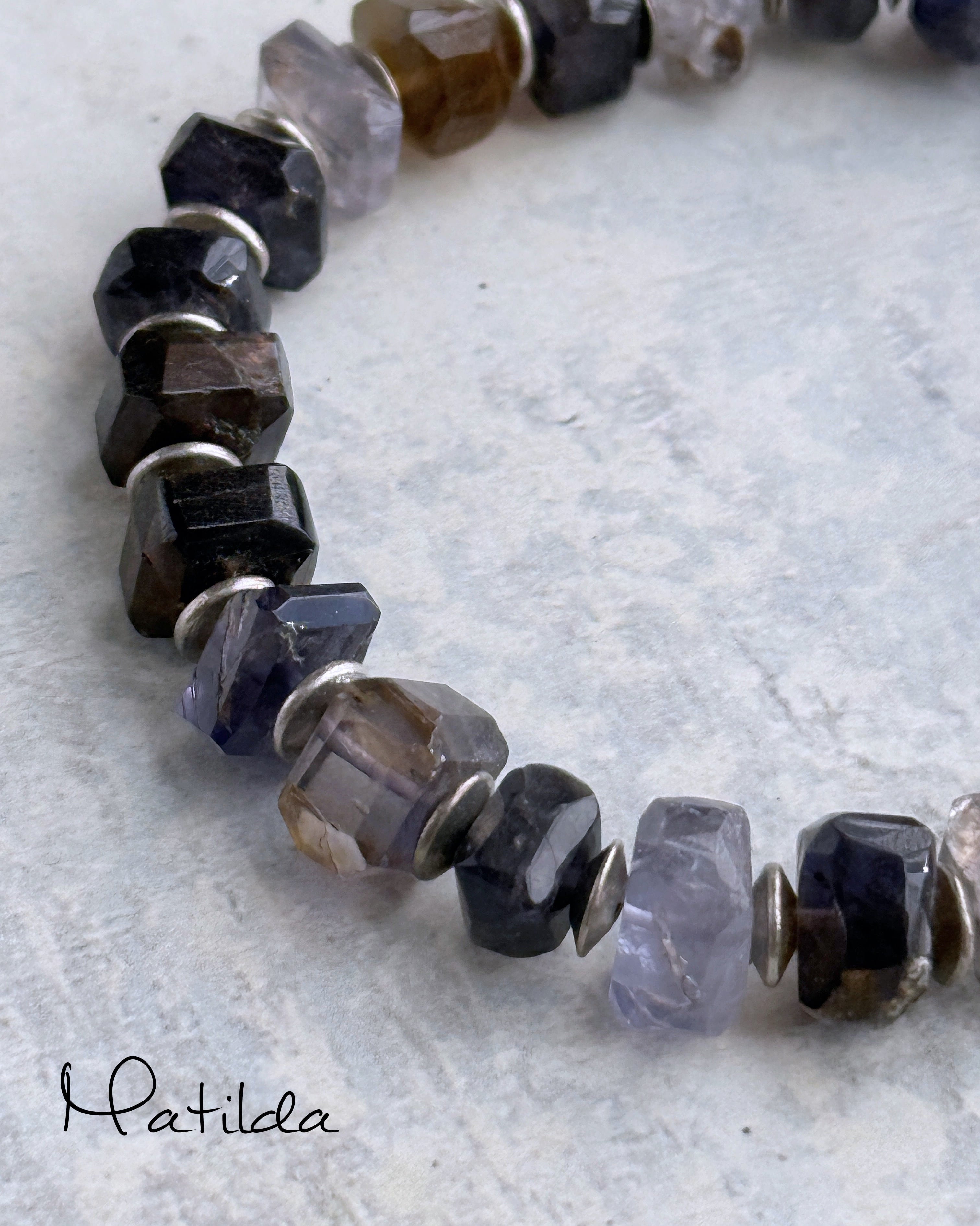 bicolor bracelet(アイオライト×クォーツ)