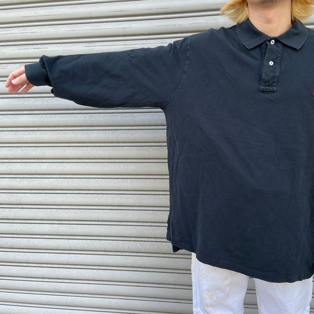 『送料無料』Ralph Lauren 長袖ワンポイントポロシャツ XXL 黒 ビッグサイズ