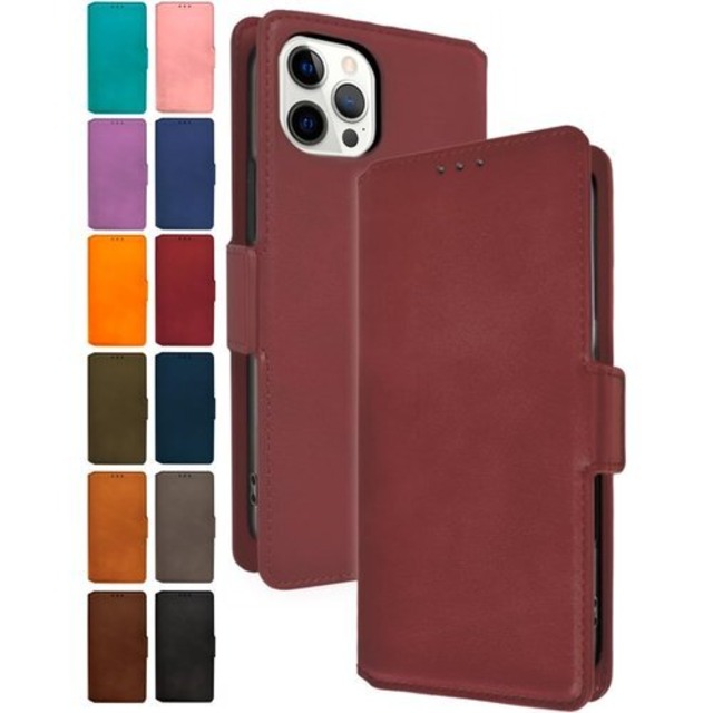 シズカウィルRe iPhone 12 / 12 Pro ケース カバー 手帳型 本革調 レザーケース 1個入り レッド 3680