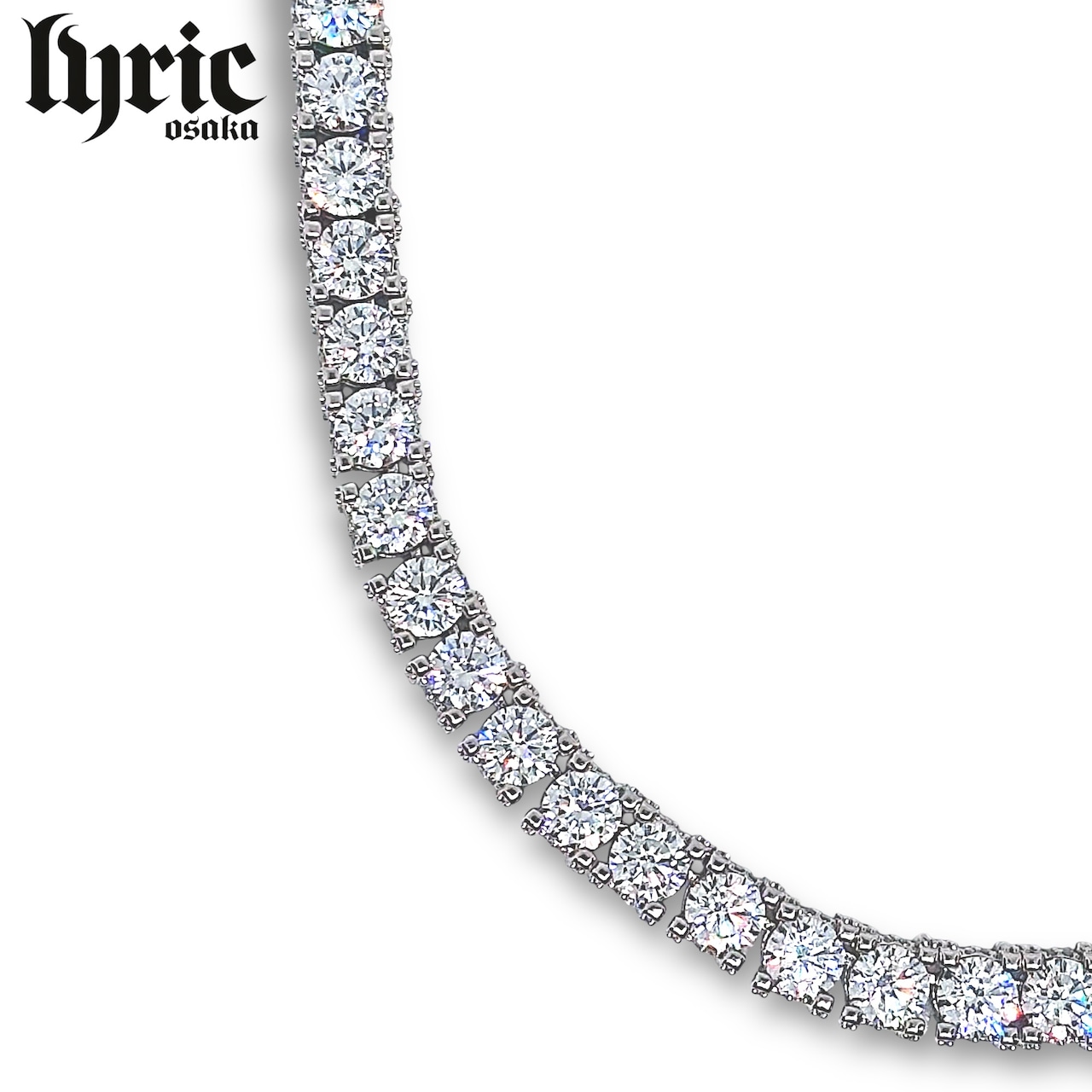 5mm triple ice lyric chain necklace silver