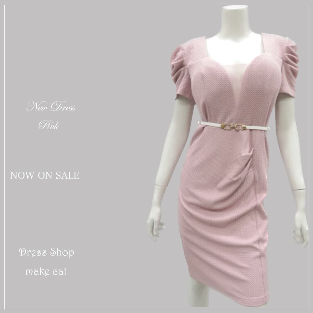 J861【SPECIAL PRICE SALE】【数量限定SALE】【即納】スーパーストレッチボリューム袖/ポコポコ生地/半袖/胸元透け/シアー/谷間見せ/背中隠し/ミニドレス/キャバドレス J861キャバドレス ジュエルズ