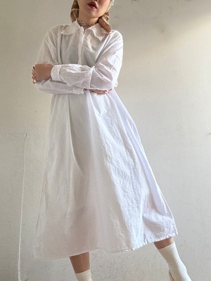 40-50s Vintage White Cotton Dress