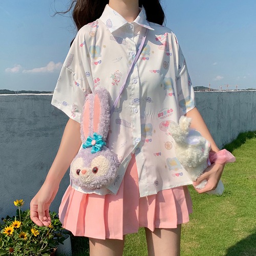 ✞ プリントシャツブラウス スウィート ✞ゴスロリ SM ミリ 甘ロリ クラロリ 和ロリ エレガント 黒ロリ 姫ロリ 華ロリ BB-BB7623299