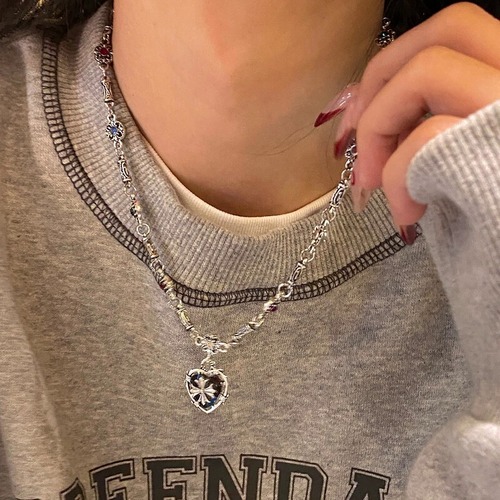 heart charm necklace / l0056