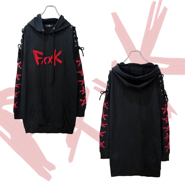 BRAID OFF-SHOULDER PARKA【RED Fxxk】