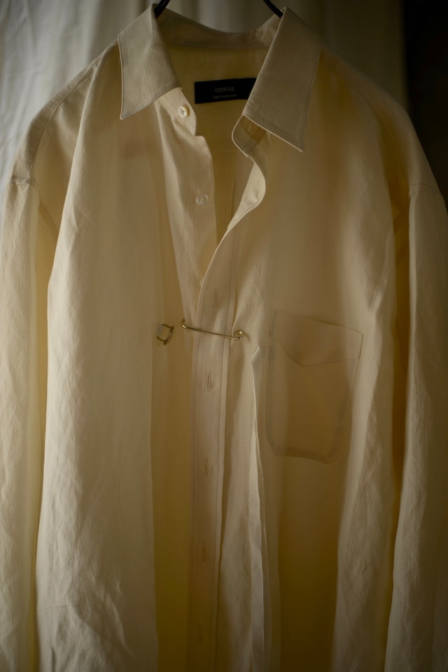 ensou. / silk linen rip stop ribbon shirt(écru)