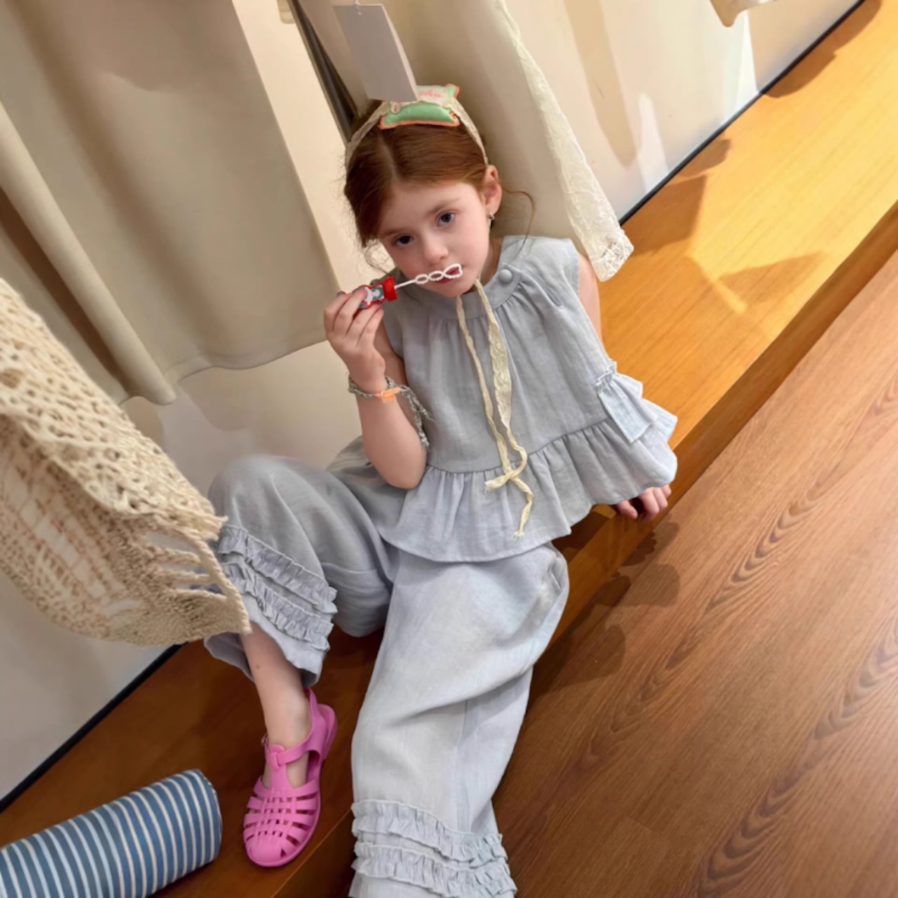 夏フリル裾ベスト＆ボトムスセット