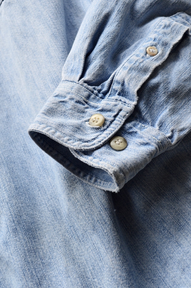 NUOVO County Seat 1980's-90's From USA Heavy Weight Flap Work Denim Shirt ヌーヴォ 80s デニムシャツ