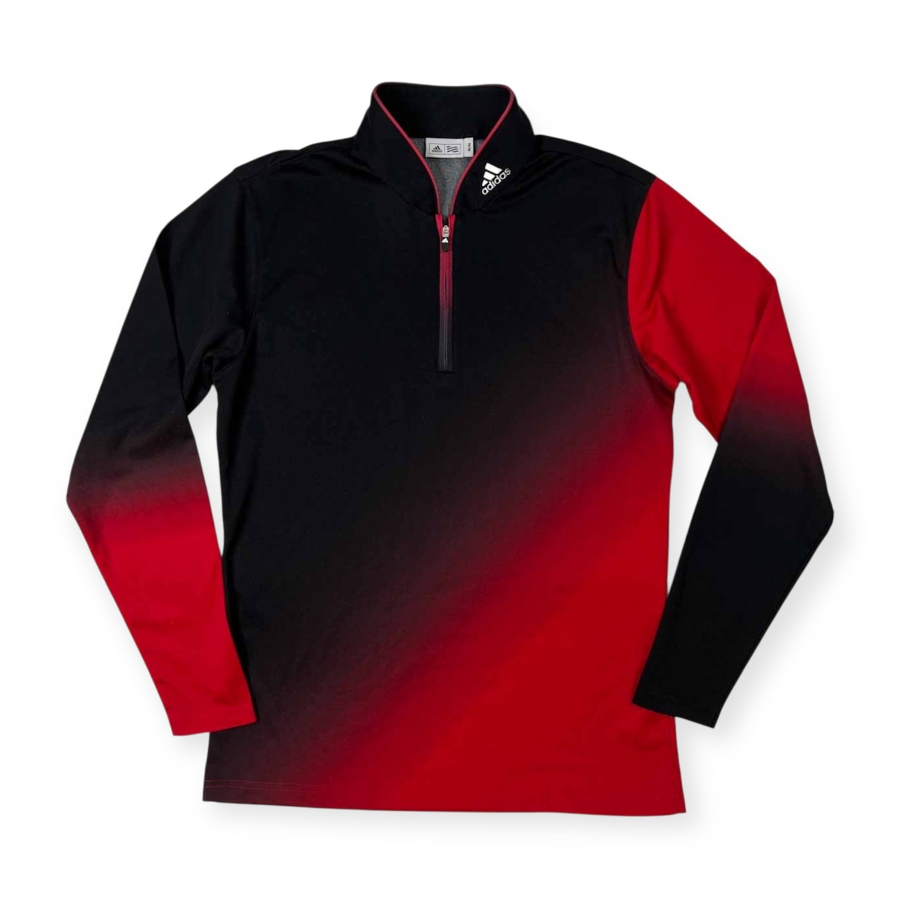 adidas GOLF アディダス ゴルフ ハーフジップ 長袖 ドライ シャツ サイズ M /ブラック×レッド/スポーツ/日本製